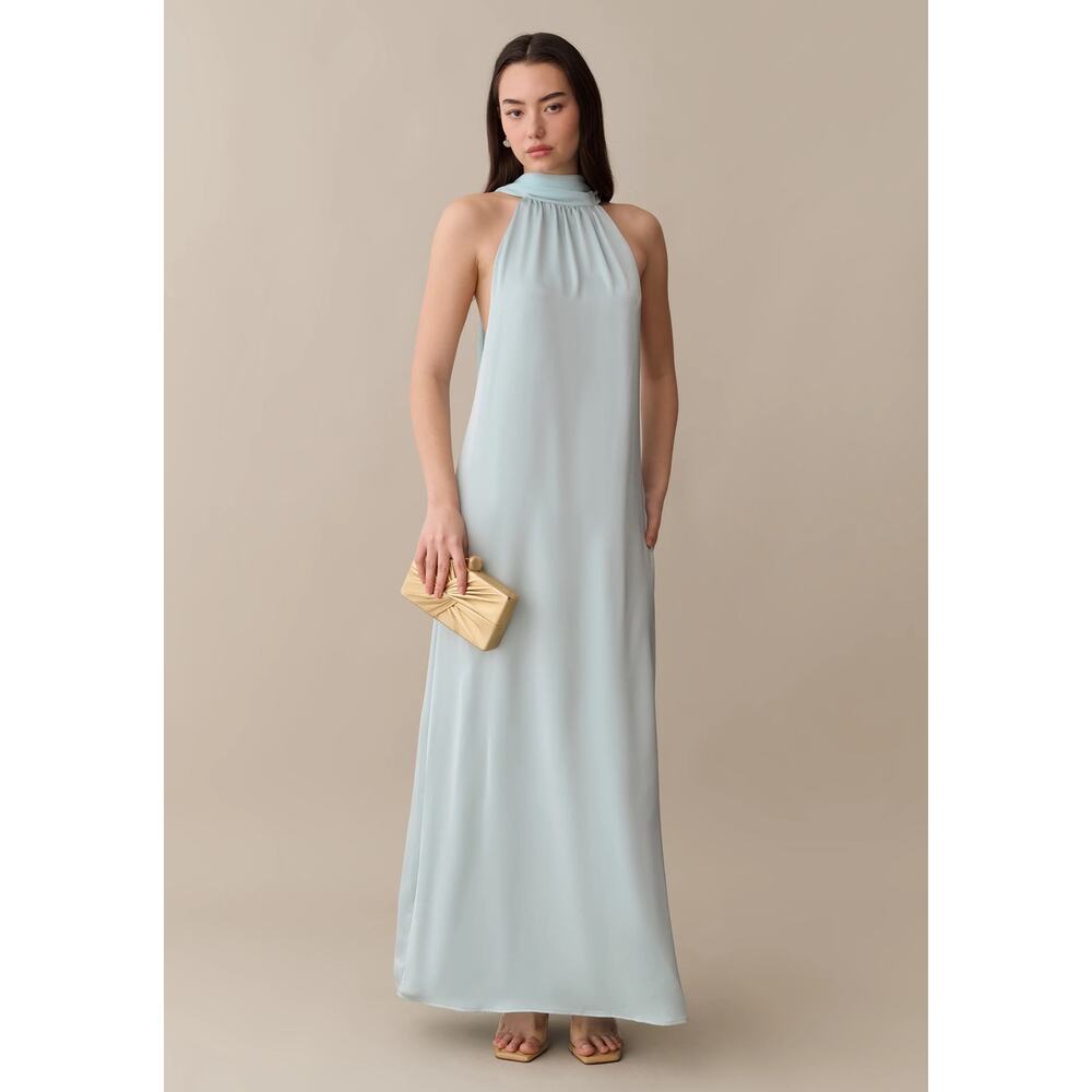 Sleeveless Halter Alessia Dress in Light Blue